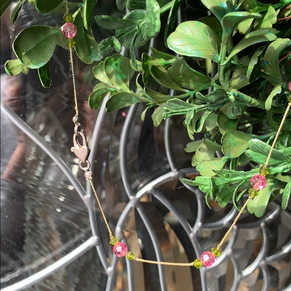 Pink and green crystal necklace - Picture 2 of 6